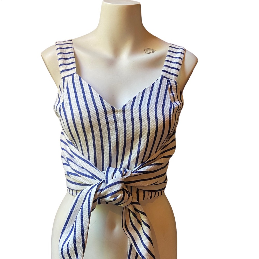 JOA Blue Striped Top